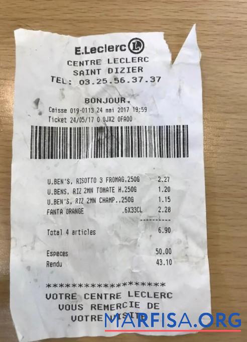 Downloadable E.Leclerc payment receipt sample